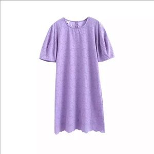 Summer Korean Version of Pure Cotton Dress Women's Mid-length Hollow Lace